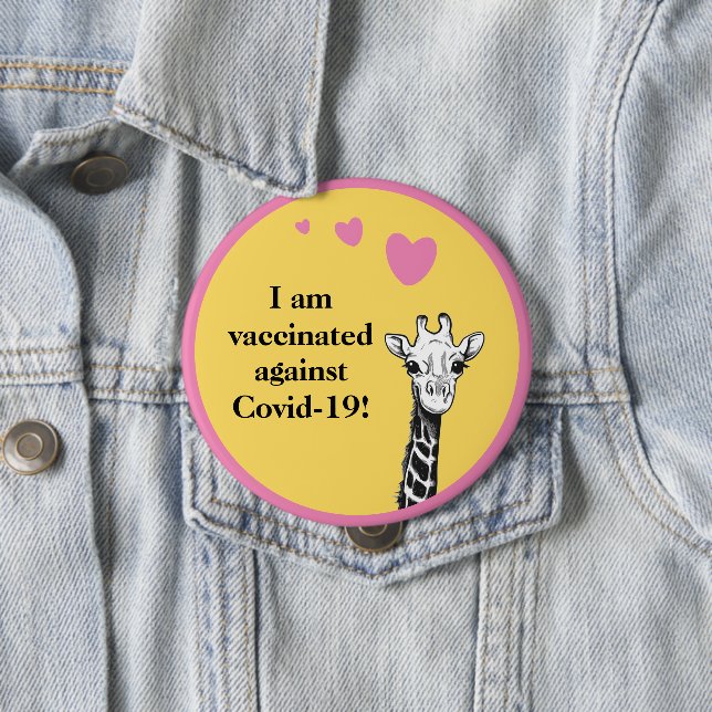 Lächeln Giraffe Ich bin geimpft Button (Beispiel)