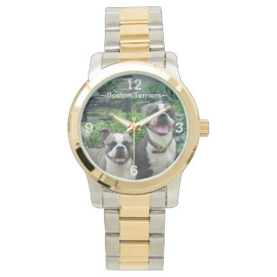 Lächeln glücklich Boston Terriers Watch Armbanduhr