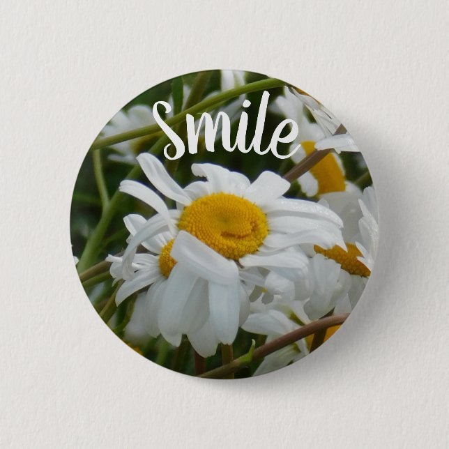 Lächeln - Glückliche Blume - Happy Face Lächeln Da Button (Vorderseite)