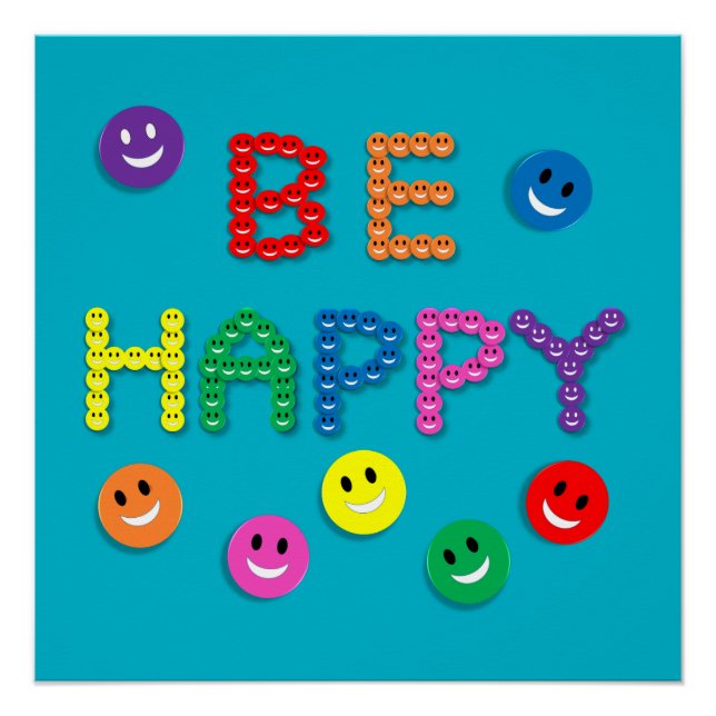 Lächeln glückliches Gesicht leben Freude Frieden A Poster (Vorderseite)