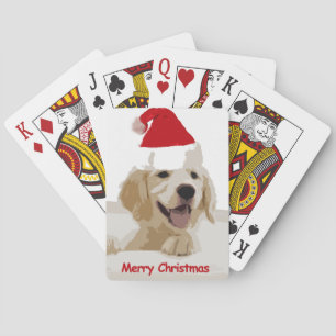 Lächeln Golden Retriever mit Weihnachts-Hutkarten Spielkarten