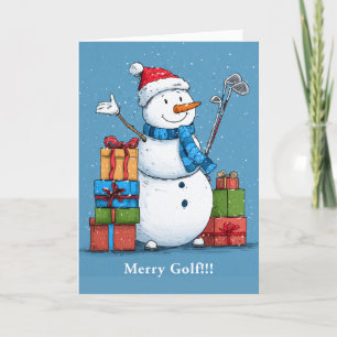 Lächeln Golfer Snowman Weihnachtskarte Feiertagskarte