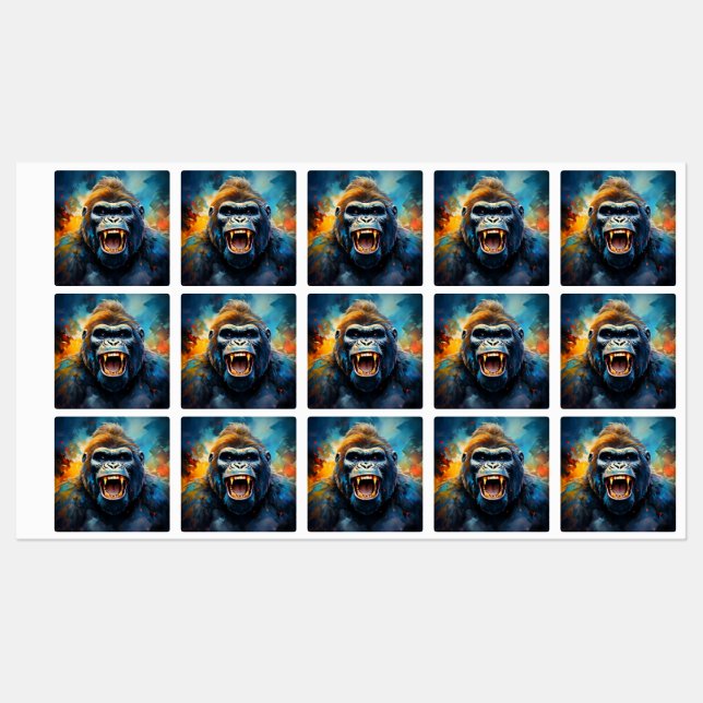 Lächeln Gorilla Etiketten (Blatt)