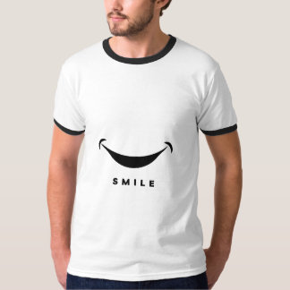 Lächeln Grafik Ringer T-Shirt Minimalist Spaß