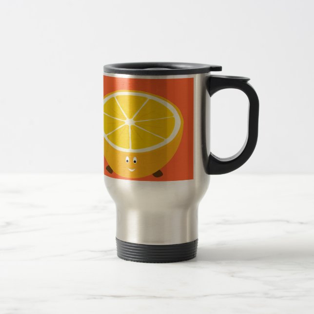 Lächeln halb orange Charakter Reisebecher (Rechts)