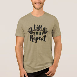 Lächeln Heben Wiederholen Gym Motivation Gewichthe Tri-Blend Shirt