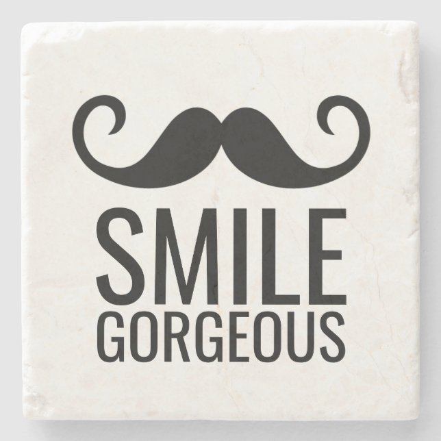 LÄCHELN HERRLICH u. Schnurrbart-SteinUntersetzer Steinuntersetzer (Vorderseite)