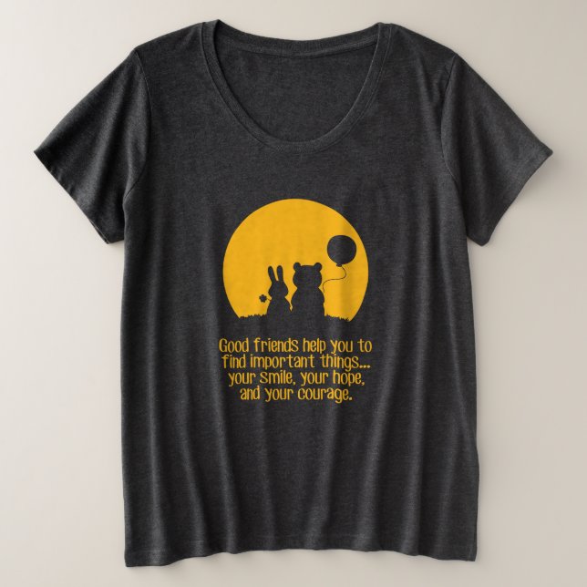Lächeln, Hoffnung, Mut Große Größe T-Shirt (Design vorne)