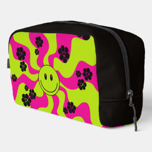 Lächeln in Limettengrün, Hot Pink und Schwarz Waschbeutel