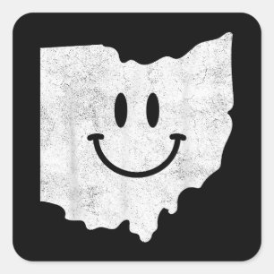 Lächeln in OH - Funny Ohio Happy Face Quadratischer Aufkleber