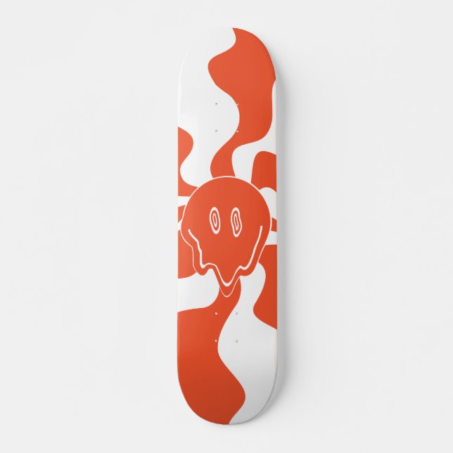 Lächeln in Orange & White Skateboard (Vorne)