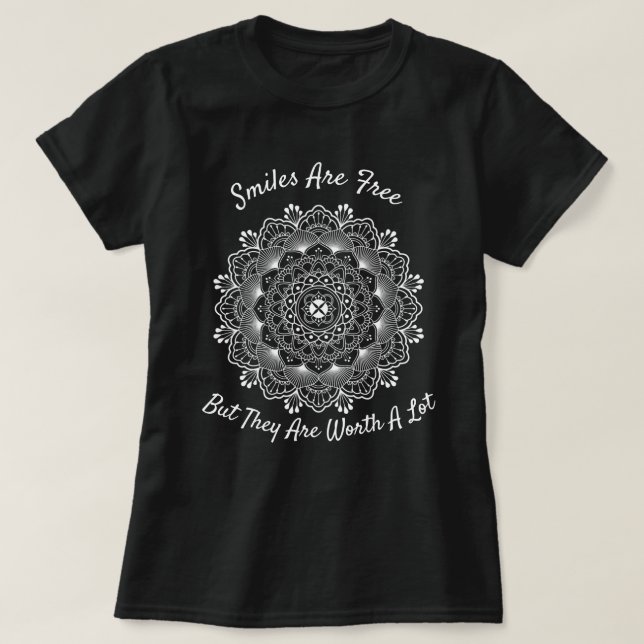 Lächeln Inspiration White Mandala Dream Catcher T-Shirt (Design vorne)