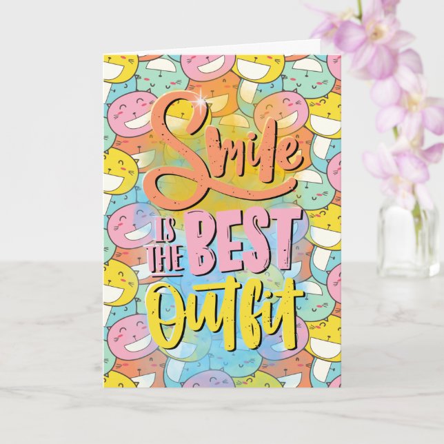 Lächeln ist das beste Outfit! Motivierend Karte (Orchidee)