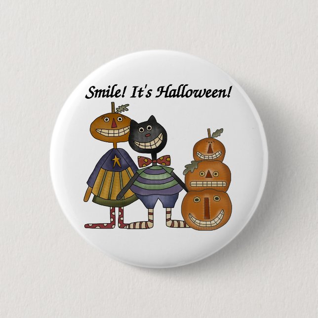 Lächeln ist es Halloween Button (Vorderseite)