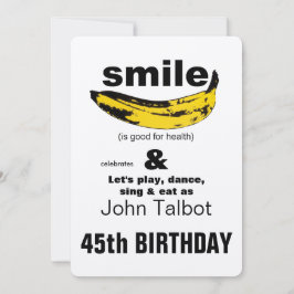 Lächeln ist gut für Gesundheit 45. Geburtstag Einl Einladung