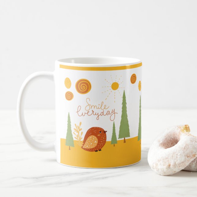 Lächeln Jeden Boho Bird Sun Niedlich Kaffeetasse (Mit Donut)