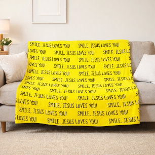 Lächeln, Jesus Lieben Sie gelb glücklichen Sonnens Fleecedecke