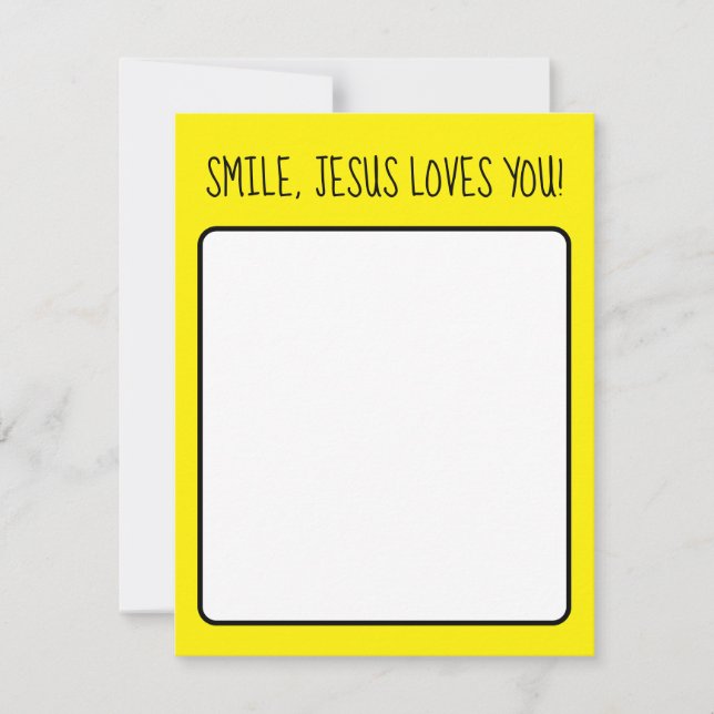 Lächeln, Jesus Lieben Sie gelb glücklichen Sonnens Mitteilungskarte (Vorderseite)