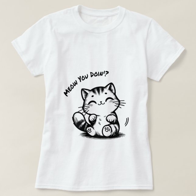 Lächeln Kitty Delight: Niedliches Cat T-Shirt (Design vorne)