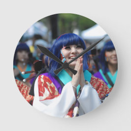 Lächeln lächelnd Gesicht Yosakoi Japan Runde Wanduhr