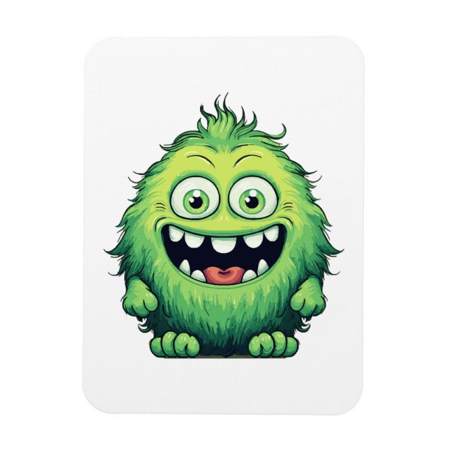 Lächeln Niedlicher grüner Monster-Cartoon Magnet (Vertikal)