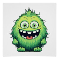 Lächeln Niedlicher grüner Monster-Cartoon