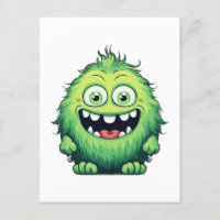 Lächeln Niedlicher grüner Monster-Cartoon