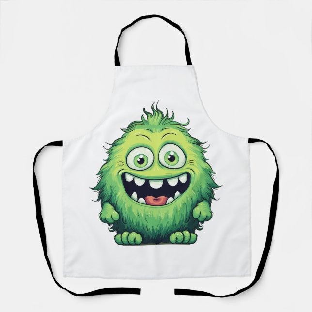 Lächeln Niedlicher grüner Monster-Cartoon Schürze (Vorderseite)
