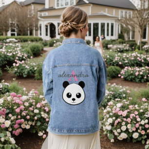 Lächeln Panda Gesicht Monogram Denim Jacket Jeansjacke