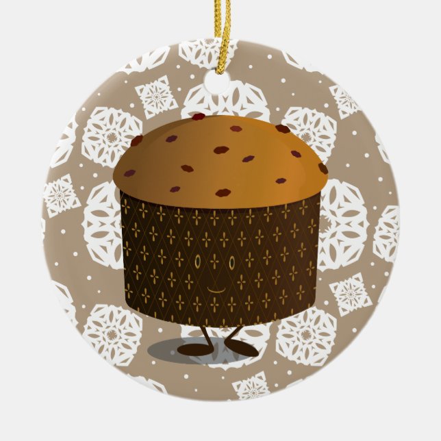Lächeln Panettone Essen Weihnachten Keramikornament (Vorne)