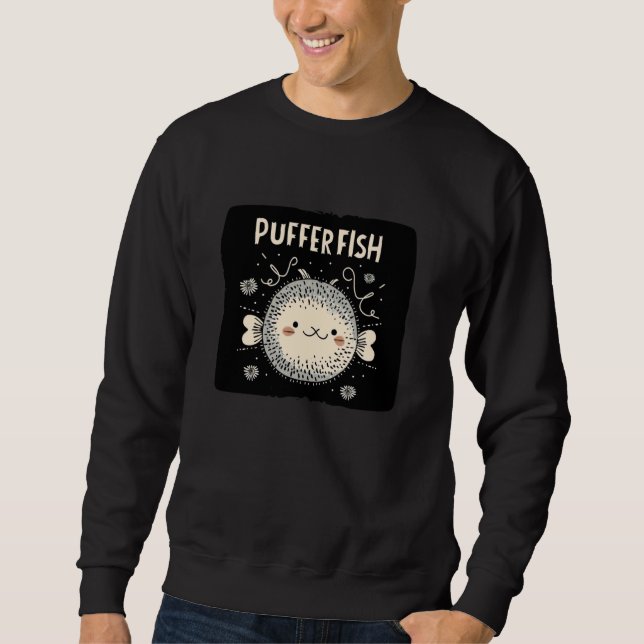 Lächeln Puffer Fisch Kostüm Sweatshirt (Vorderseite)