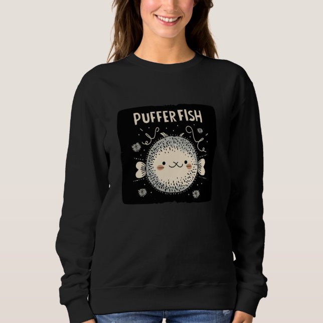 Lächeln Puffer Fisch Kostüm Sweatshirt (Vorderseite)