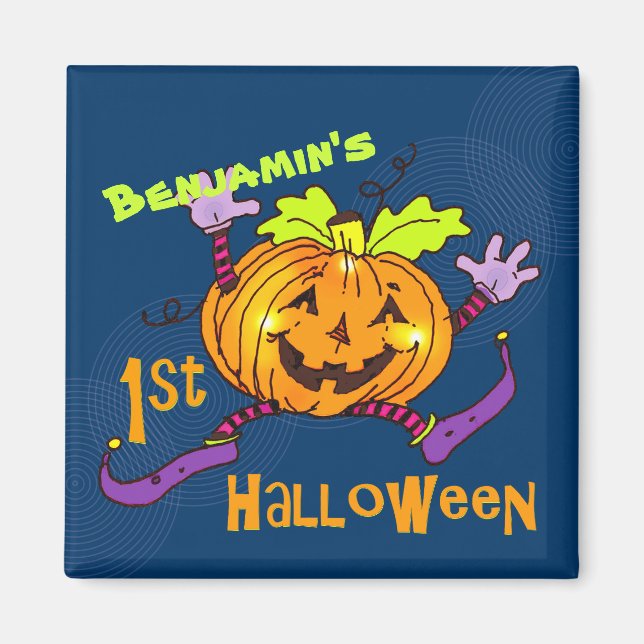 Lächeln Pumpkin 1. Halloween Magnet (Vorne)