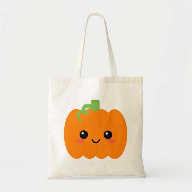 Lächeln Pumpkin Gesicht Grafik Tote Tasche, Herbst Tragetasche (Vorne)