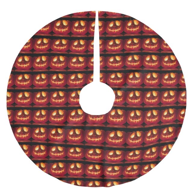 Lächeln Pumpkin Halloween Jahreszeit Polyester Weihnachtsbaumdecke (Vorderseite)