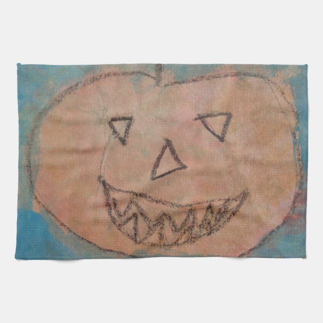 Lächeln Pumpkin, Halloween Kinder Art Wasserfarbe Handtuch (Horizontal)