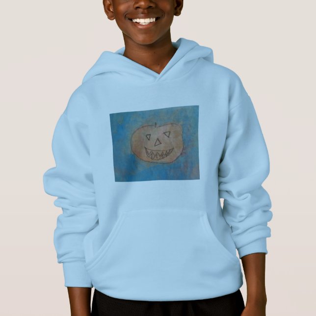 Lächeln Pumpkin, Halloween Kinder Art Wasserfarbe Hoodie (Vorderseite)