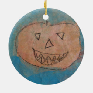 Lächeln Pumpkin, Halloween Kinder Art Wasserfarbe Keramik Ornament