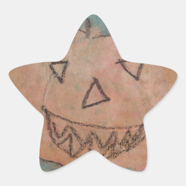 Lächeln Pumpkin, Halloween Kinder Art Wasserfarbe Stern-Aufkleber (Vorderseite)