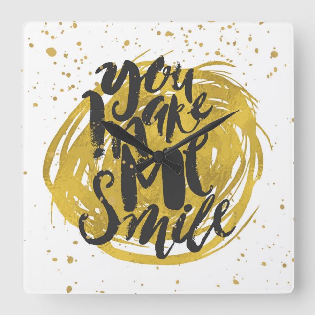 Lächeln Quadratische Wanduhr (Vorderseite)