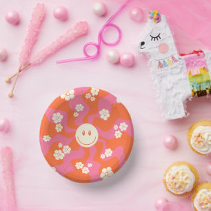 Lächeln - Rosa, Orange und Creme Pappteller