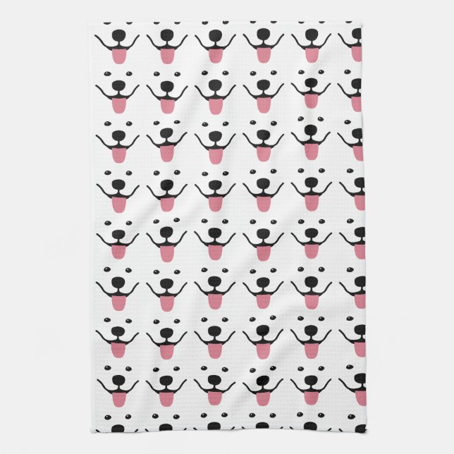 Lächeln Samoyed Kitchen Geschirrtuch (Vertikal)