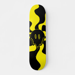 Lächeln Schmelz Retro Schwarz und Gelb Skateboard