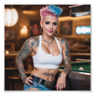 Lächeln schöne Alternative Punk Pool Bar Girl Fotodruck