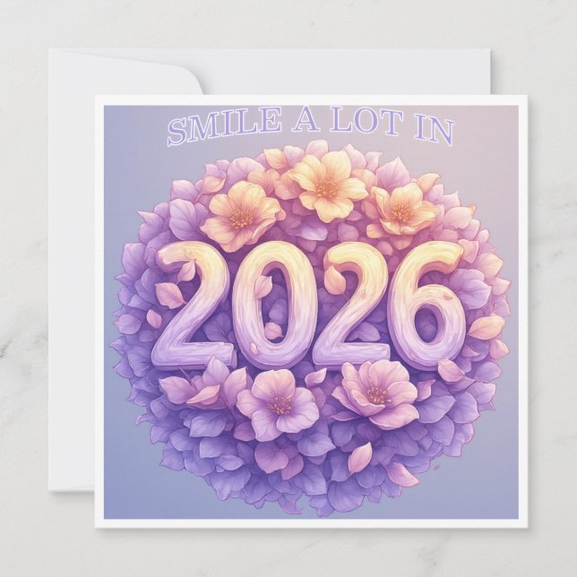 Lächeln Sie 2026 viel Karte (Vorderseite)
