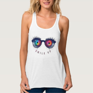 Lächeln Sie die Augenbrille hoch Tank Top