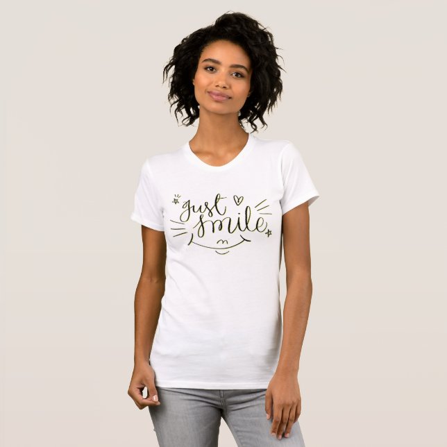 Lächeln Sie einfach T-Shirt - Tragen Sie Glück jed (Vorne ganz)