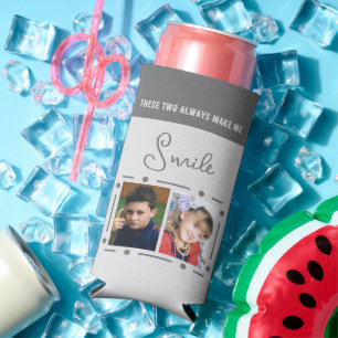 Lächeln Sie immer Foto-Initialen grau Selters Dosenkühler