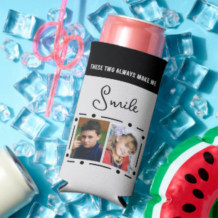 Lächeln Sie immer Fotos Initialen schwarz hinzu Selters Dosenkühler