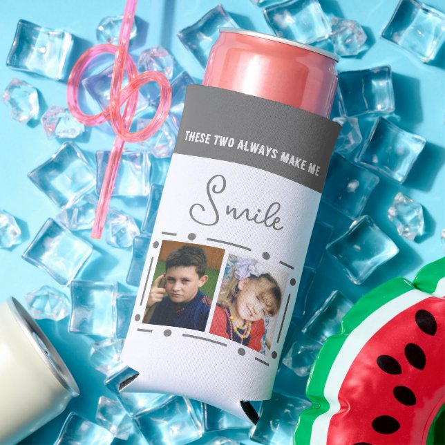 Lächeln Sie immer Fotos Initialen weiß grau Selters Dosenkühler (In Situ Sommer)